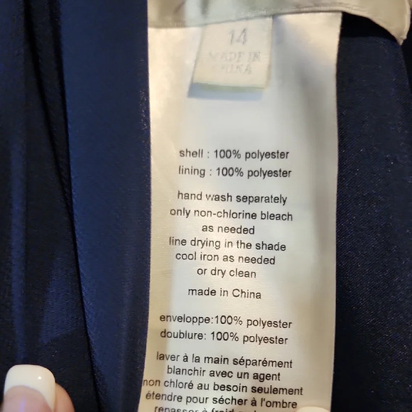 David's Bridal NWT Size 14 One-Shoulder Navy Gown - Picture 3 of 10